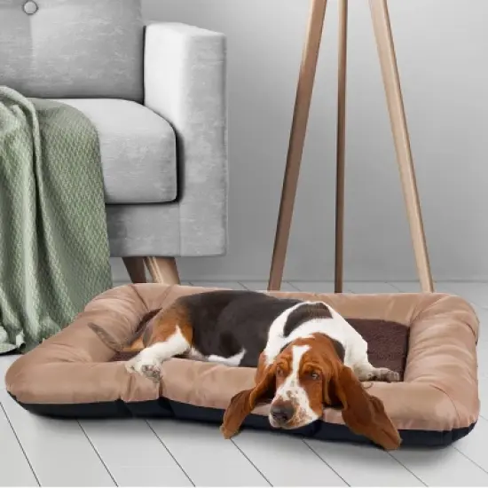 Trademark Global Petmaker Plush Cozy Pet Bed - Tan 43x29 image {3}