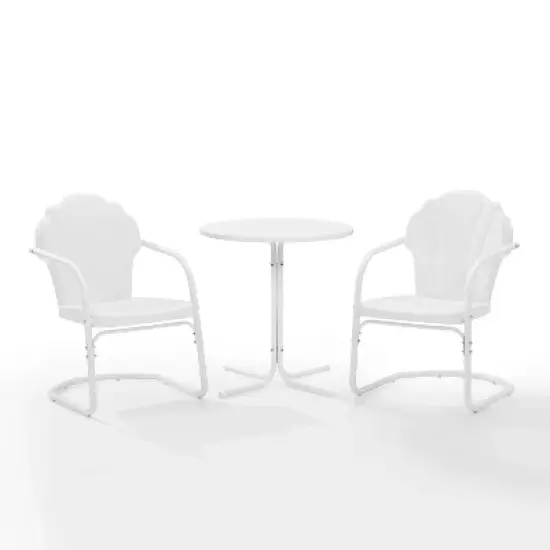 Tulip 3pc Outdoor Bistro Set with Table & 2 Chairs - White - Crosley image {1}