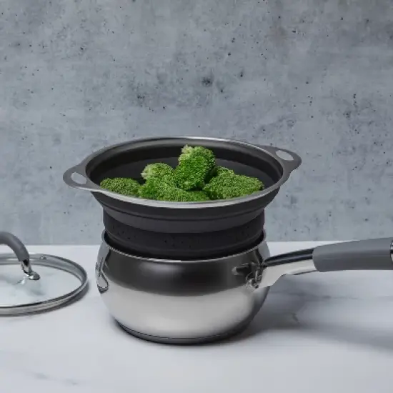 Better Houseware Silicone Collapsible Colander, Black image {2}