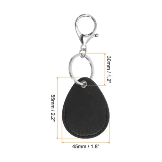 Unique Bargains PU Leather Keychain Holder ID Key Cards Key Fobs with Rings 2 Pcs image {1}