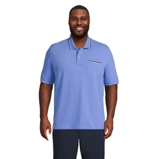 Lands' End Men's Short Sleeve Comfort First Solid Mesh Polo With Pocket image {11}