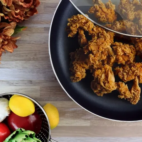 Better Chef Red Aluminum Deep Fryer Pan with Glass Lid image {3}