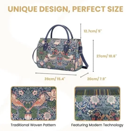 Signare USA William Morris Strawberry Thief Blue Travel Bag image {2}