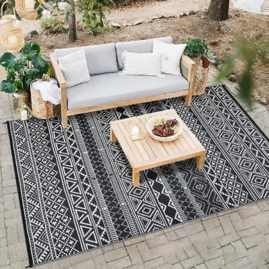 Coucheta Reversible Outdoor Rug , Waterproof Plastic Straw Patio Mat for Camping, RV & Deck, Easy Clean & Portable,Multi-Color & Size image {2}