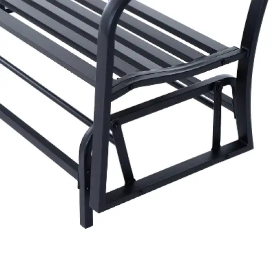 Outsunny Patio Glider Bench Outdoor Swing Rocking Chair Loveseat with Power Coated Sturdy Steel Frame, Black image {7}