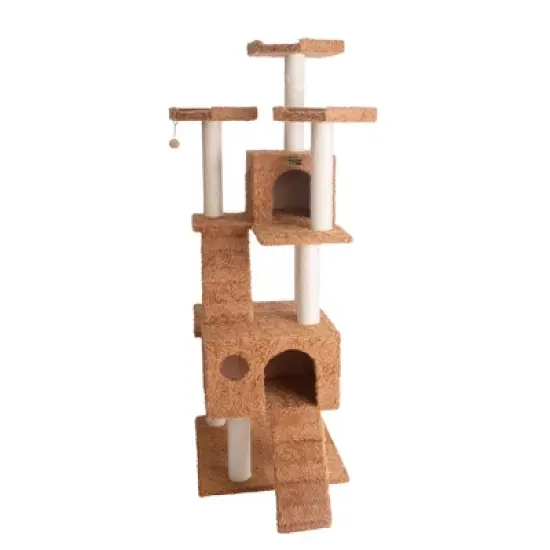 Armarkat 74" Multi-Level Real Wood Cat Tree Large Cat Play Furniture With ScratchhIng Posts, Large Platform, Beige/Brown image {1}