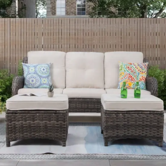 UPTIOT 73'' Polyethylene (PE) Wicker Outdoor Patio Sectional image {10}