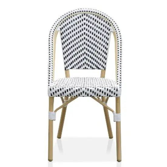 Arna 2pk Wicker Patio Side Chairs - Black/White - miBasics image {3}