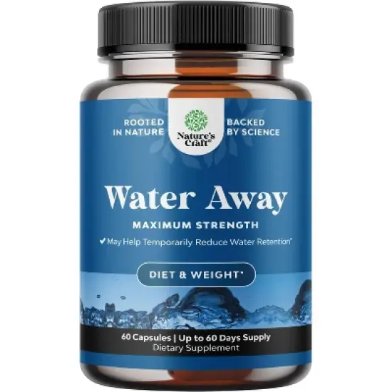 Water Away Herbal Diuretic Pills, Fluid Retention Supplement, Dandelion Leaf & Green Tea, Bloating Relief, Leg & Feet Swelling, Nature's Craft, 60ct image {8}