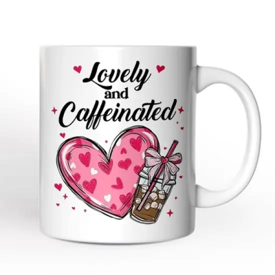 Lovely And Caffeinated Mug, Valentine Heart Coquette Bow Coffee Lover Gift (Non-Custom Only)| OrnamentallyYou image {4}