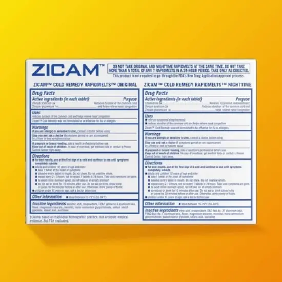 Zicam Original/Nighttime Rapid Melts Tablets - Zincum Aceticum 2x - Grape Citrus - 25ct image {1}