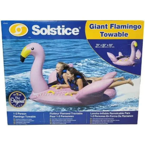 Solstice Lay-On Giant Flamingo Towable Inflatable Raft 1-2 Riders 78" X 82" X 54" image {2}