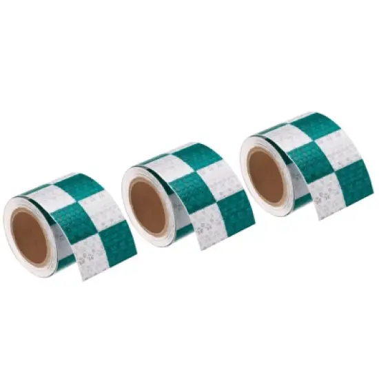Unique Bargains Waterproof High-Visibility Warning Adhesive Reflective Tapes 10 Ft x 2 Inch 3 Rolls Green White image {5}