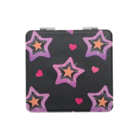 Unique Bargains Women Durable Square Shape Handheld Mirror for Travel Black Purple 1 Pc image {5}