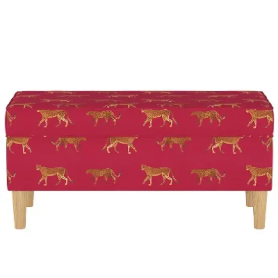 Storage Bench Cheetah Walk Raspberry - Skyline Furniture image {1}