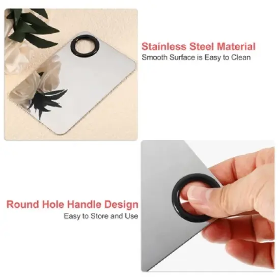Unique Bargains Stainless Steel Makeup Palette Foundation Blending Tool with Makeup Scraper for Mixing Beige 1 Set image {2}