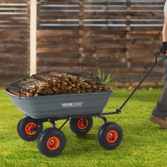 VEVOR Garden Cart, Durable Poly Dump Cart with Simple Assembly Steel Framework, Versatile Dump Cart, 600 lbs Load Capacity, 10 inch Wheels image {1}
