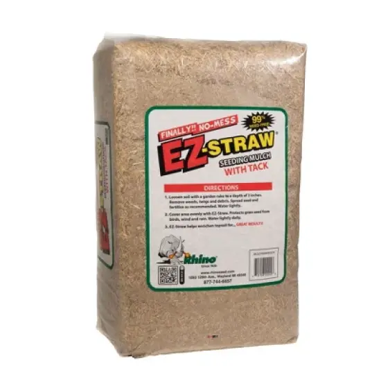 EZ-Straw Seeding Mulch with Tackifier - Biodegradable Processed Straw - 2.5cu ft Bale (Covers up to 600 sq. ft.) image {1}