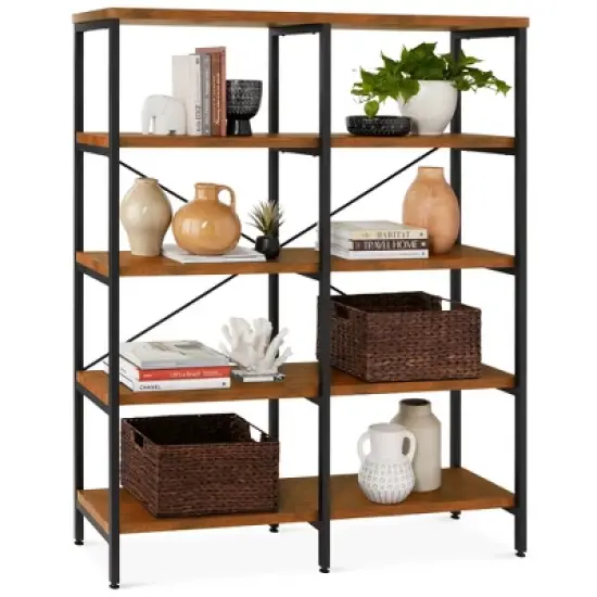 Best Choice Products 55in Storage Bookshelf for Living Room, Walkway w/ Industrial, Elevated Design image {7}