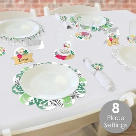 Big Dot of Happiness Last Luau Tropical Bachelorette Party & Bridal Shower Paper Charger and Table Decorations - Chargerific Kit - Place Setting for 8 image {1}