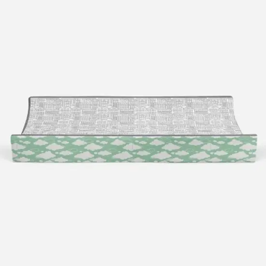 Bacati - Clouds in the City Mint/ Cityscape Quilted Changing Pad Cover image {4}