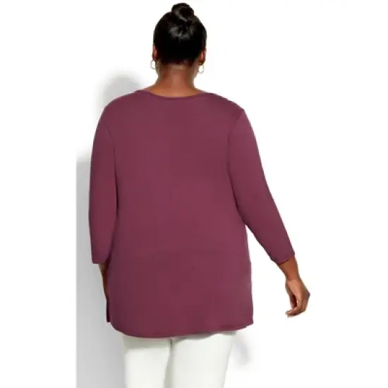 Women's Plus Size Heat Stud Plain Top - plum | AVENUE image {1}