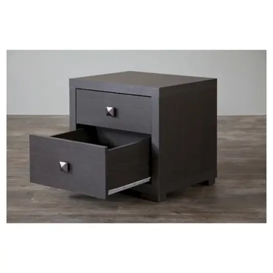 Silvertone Modern Nightstand Espresso - Baxton Studio image {1}