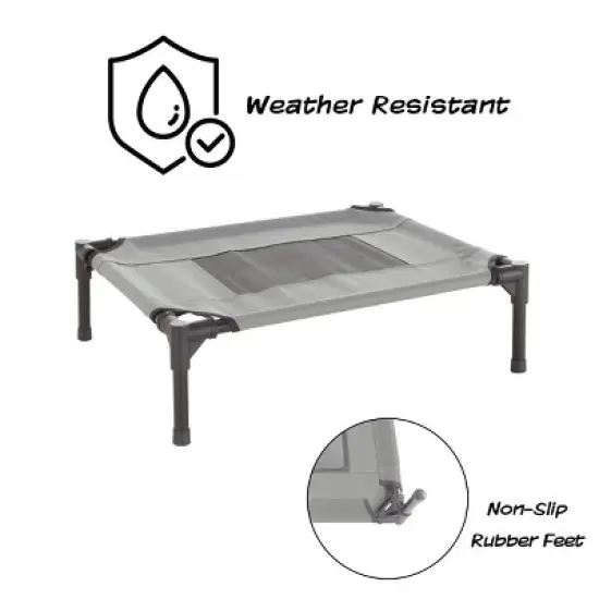 Elevated Dog Bed - 24.5x18.5-Inch Portable Pet Bed with Non-Slip Feet - Indoor/Outdoor Dog Cot or Puppy Bed for Pets up to 25lbs by PETMAKER (Gray) image {2}