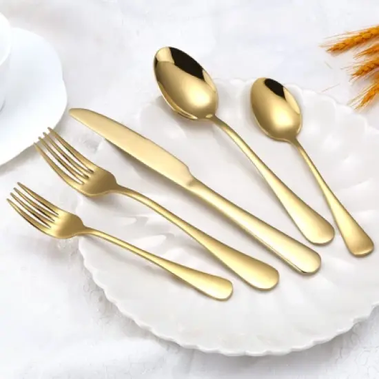 Itopfox 20-Piece Gold Flatware Set, Stainless Steel Cutlery Kitchen Utensil Set, Tableware Service for 4, Includes Dinner Knives, Forks, Spoons image {5}