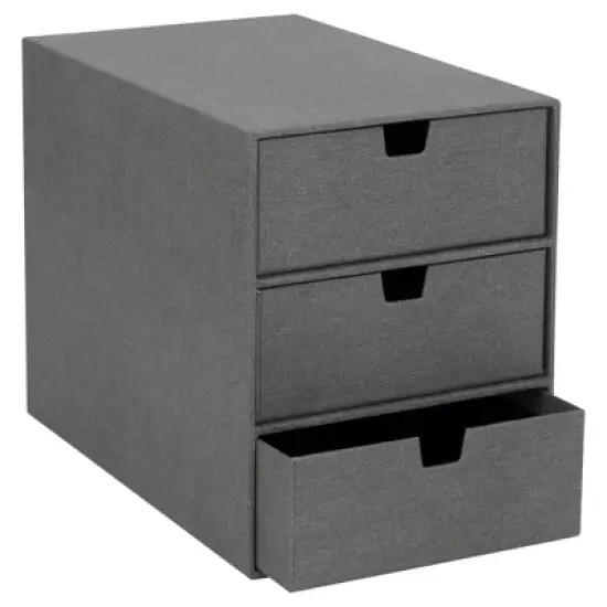 Bigso Ingrid 3-Drawer Canvas Fiberboard Desk Organizer | Stackable Desktop Storage for Supplies image {7}