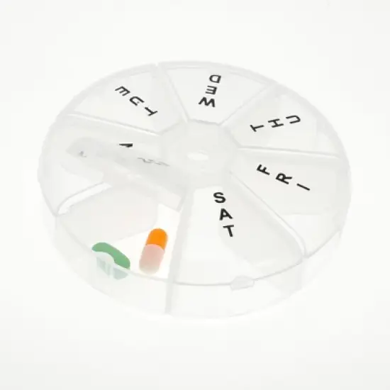 Unique Bargains 7 Grids Round Pill Box Clear 1 Pc image {1}