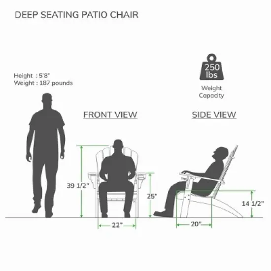Cambridge Casual Sherwood Teak Weathered Outdoor Adirondack Chair with Cup Holder Gray: Weather-Resistant, 250lb Capacity image {16}