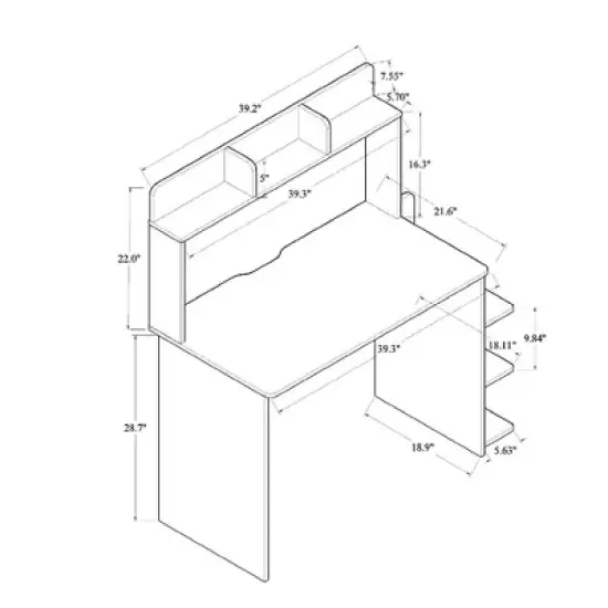 Garnet Wood Desk with Shelves Walnut/Brown - Baxton Studio image {6}