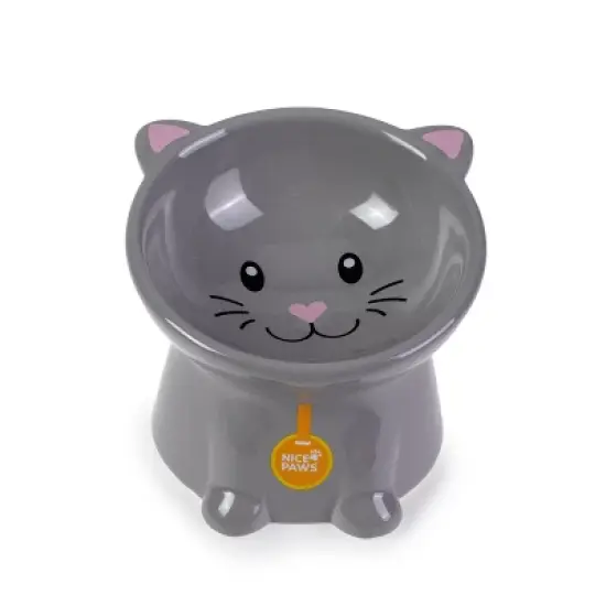 Nice Paws Tilted Cat Bowl Gray - 5 inch image {3}