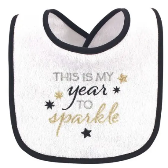 Hudson Baby Infant Girl Cotton Terry Drooler Bibs with Fiber Filling 12pk, Holiday Girl Sparkle, One Size image {7}