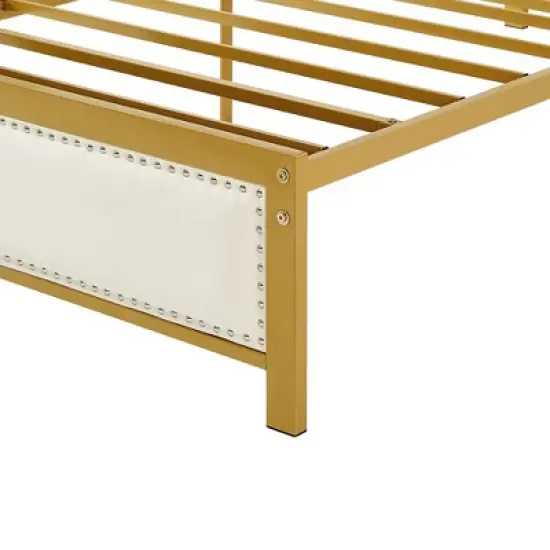 VECELO Upholstered Linen Bed Frame with Headboard and Footboard, Heavy-Duty Platform, Strong Metal Slats, No Box Spring Required, Easy Assembly image {9}