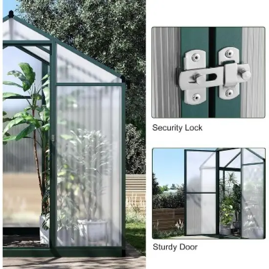 Sturdy Greenhouse, 6.25'x8' Shatterproof Polycarbonate with Large 24"x23" Roof Vent, Easy Setup image {5}