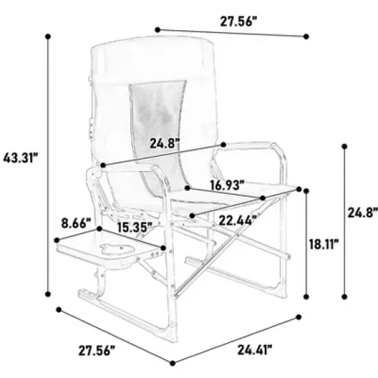 PAGED Camping Chairs with Side Table and Pocket,Outdoor Portable Chairs with High Back,Folding Chairs for Lawn,Beach image {2}