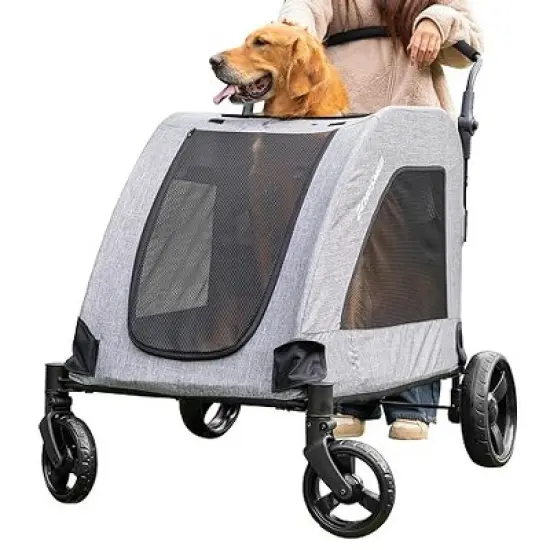 Gulches Pet Strollers: Gray XL All-Terrain Folding Stroller for Two Medium Dogs image {8}