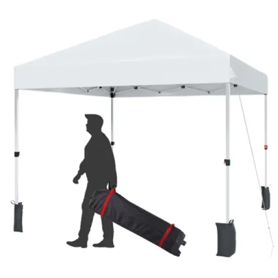 10 x 10 Pop Up Canopy, Beach Tent 3 Adjustable Heights, Easy Up Sun Shade w/ Wheeled Carry Bag, Outdoor Portable Shelter for Events, Parties, Camping image {13}