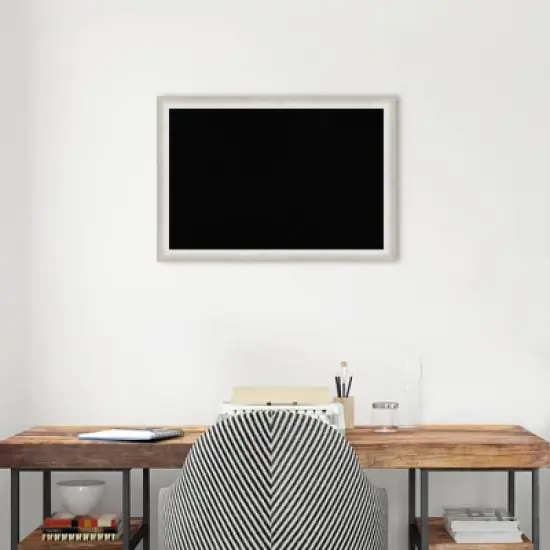 26"x18" Two Tone Wood Frame Cork Board Silver - Amanti Art image {4}