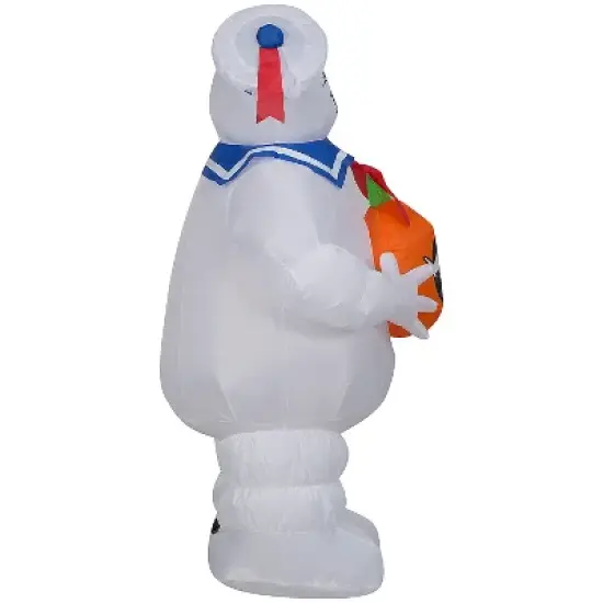 42" Airblown&reg; Blowup Inflatable Ghostbusters Stay Puft Marshmallow Man with Jack-O-Lantern Halloween Outdoor Yard Decoration image {1}