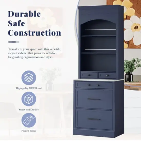 Bella Depot Freestanding 83.7" Tall Kitchen Hutch Pantry Cabinet image {3}