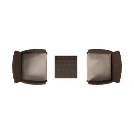 Barton 3PCS Outdoor Patio Set 2 Seating Group with Square Table, Aqua/Brown image {3}