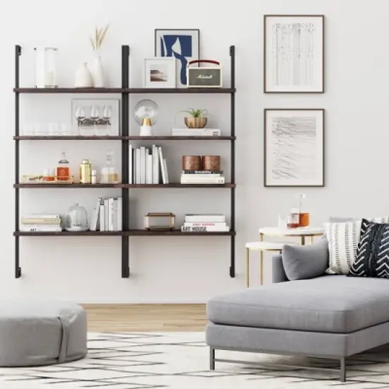 73" Wood Ladder Bookshelf with Storage - Nathan James image {1}