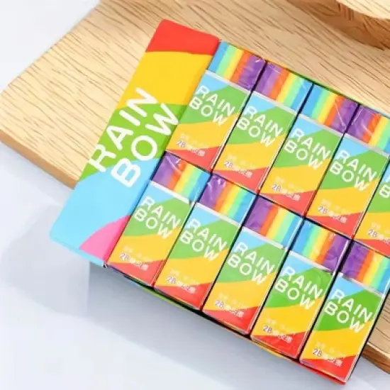 HTUTWOO 20-Pack Rainbow 2b Pencil Erasers Soft Pvc Material Non-Feathered Stationery For Writing Drawing Office Study Supplies image {3}
