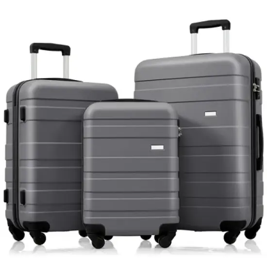 Gulches Luggage Sets, ABS Hardshell 3pcs Luggage Hardside,  Lightweight Durable Suitcase sets Spinner Wheels Suitcase with TSA Lock 20''24''28'', Grey image {8}