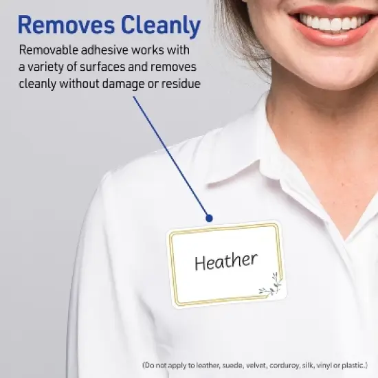 Avery&reg; Name Tags, 2-1/3" x 3-3/8", Dbl Gold Border w/ Florals, 80ct image {2}