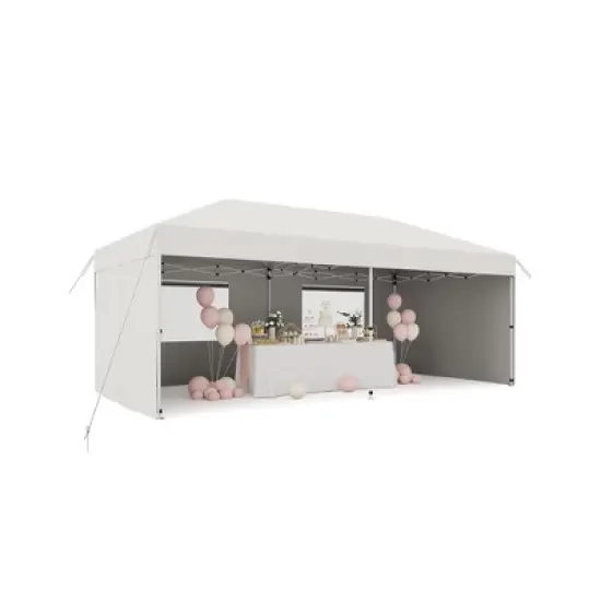 10'x 20' Pop up Canopy Tent, Easy to Set Up and Take Down, Portable Tent with 4Pcs Sidewalls, 12 Stakes & 6 Sandbags for Backyard Wedding Party,Black image {10}