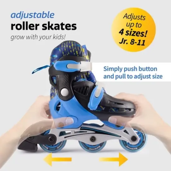 New Bounce Beginner Roller Skates &ndash; Convertible Tri-Wheel or Inline Skates - Size US 8-11 image {4}
